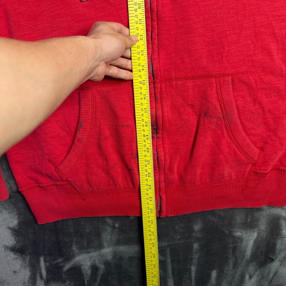 Vintage Y2k American Eagle Red Full Zip Hoodie Size X-Large Walffle Knit Hood - Picture 3 of 7
